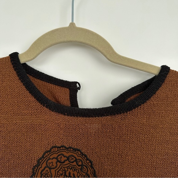 Vintage brown and black sweater with sheer sleeves - Picture 4 of 10